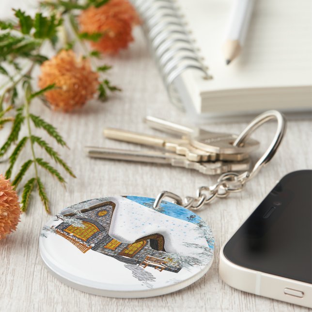 Winter-Hütte Schlüsselanhänger (Vorderseite rechts)