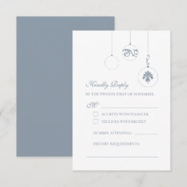 Winter Ice Blue Christmas Bauble Ornaments Hochzei RSVP Karte