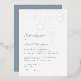 Winter Ice Blue Weihnachtsschmuck Hochzeit Silber Folieneinladung