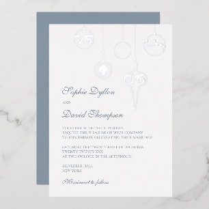 Winter Ice Blue Weihnachtsschmuck Hochzeit Silber Folieneinladung