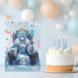 Winter Ice Queen Kids Birthday Einladung