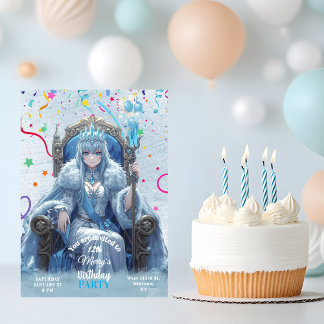 Winter Ice Queen Kids Birthday Einladung