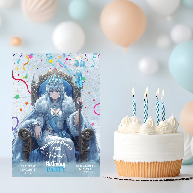 Winter Ice Queen Kids Birthday Einladung (Von Creator hochgeladen)