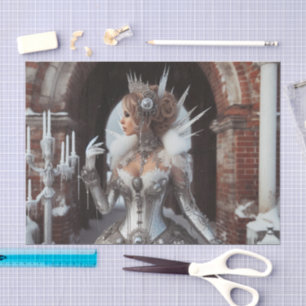 Winter Ice Queen Steampunk Viktorianisch Industria Seidenpapier