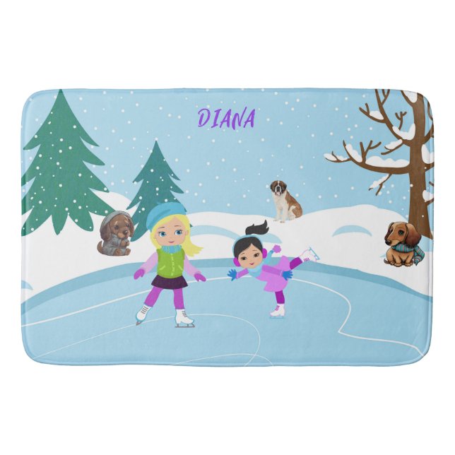 WINTER ICE-SKATEN FÜR MÄDCHEN BADEMATTE (Vorderseite)