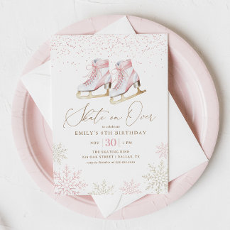 Winter Ice Skaten Girl Geburtstag Einladung