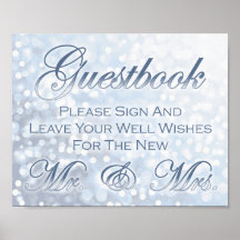 Winter Icy Blue Wedding Gästebuchunterschrift