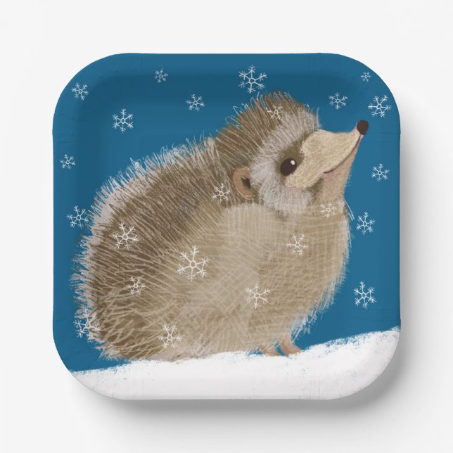 Winter Igel 7-Zoll-Papierplatte Pappteller (Vorderseite)