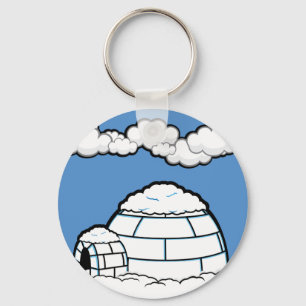 Winter IGLOO SNOW BLUE SKY WHITE CLOUDS CARTOON Schlüsselanhänger