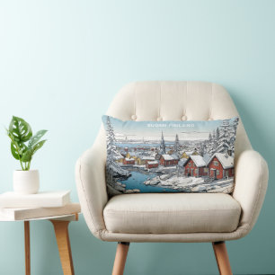 Winter Illustration für benutzerdefinierten Text F Lendenkissen