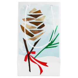 Winter Illustriert Pine Cone Schnee Weihnachten Kleine Geschenktüte