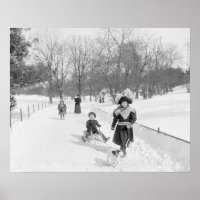 Winter im Central Park, 1900. Vintages Foto