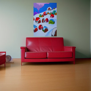 Winter im Dorf AI Art Poster