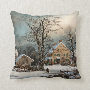 Winter im Land, ein kalter Morgen Kissen