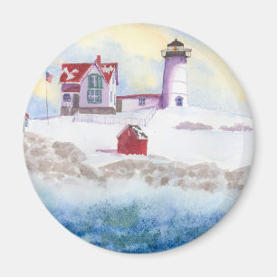 Winter im Nubble LIghthouse in Maine Magnet
