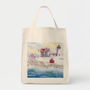 Winter im Nubble LIghthouse in Maine Tragetasche