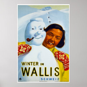 Winter im Wallis,Schweiz, Ski Poster