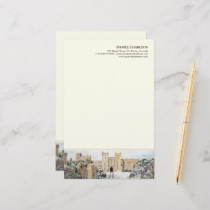 Winter im Windsor Castle Malerei Briefkopf Briefpapier