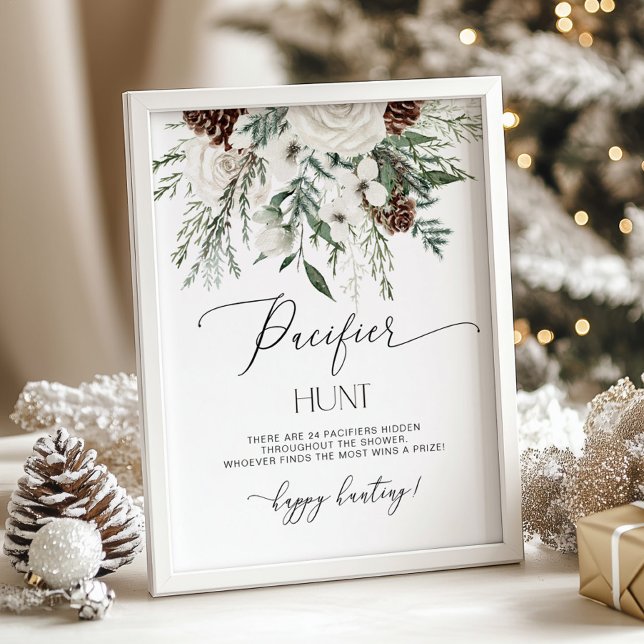 Winter immergreen Schnuller Jagen Baby-Duschgame Poster (Von Creator hochgeladen)