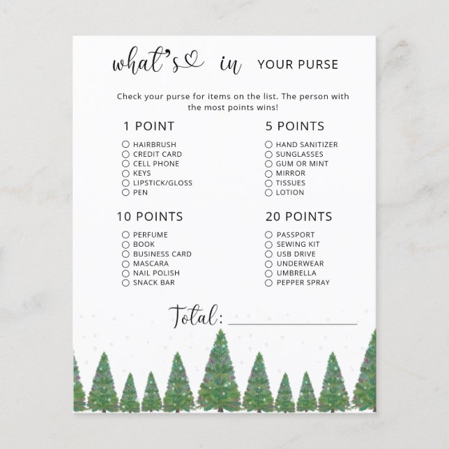 Winter immergrün, was in Ihrer Handtasche Babydusc (Vorderseite)