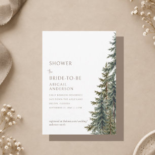Winter Immergrüne Bäume Mocha Taupe Brautparty Einladung
