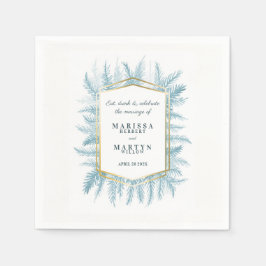 Winter immergrünes Blattwerk Blaue Hochzeit Serviette