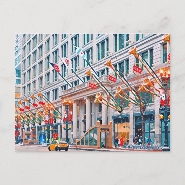 Winter in Chicago Feiertagspostkarte (Vorderseite)