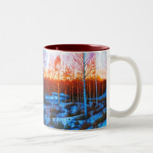 Winter in Dalarna Zweifarbige Tasse