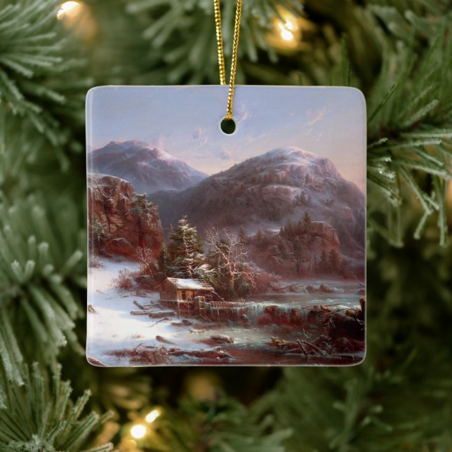 Winter in den Bergen, Weihnachtsbaum Keramikornament (Baum)