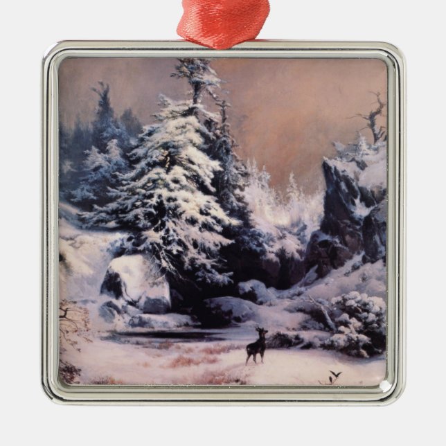 Winter in den Rocky Mountains (von Thomas Moran) Ornament Aus Metall (Vorne)