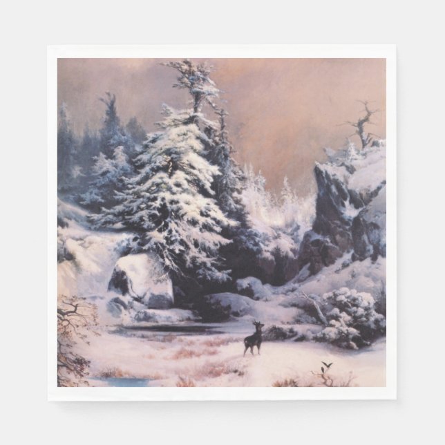 Winter in den Rocky Mountains (von Thomas Moran) Serviette (Vorderseite)
