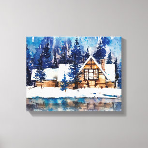 Winter in der Hütte Canvas Print Leinwanddruck