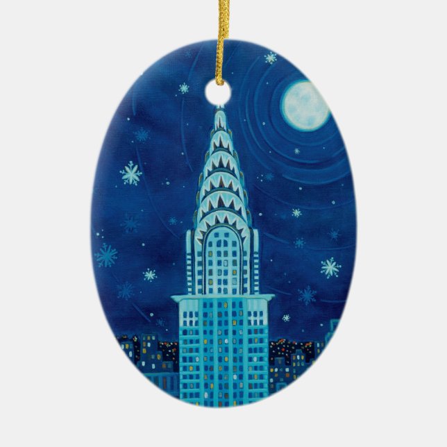 Winter in der New- Yorkoval-Verzierung Keramik Ornament (Vorne)