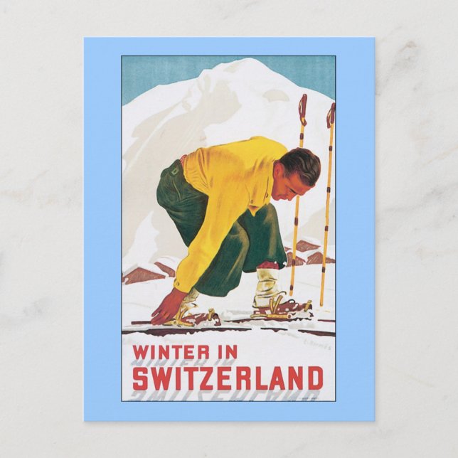Winter in der Schweiz Postkarte (Vorderseite)