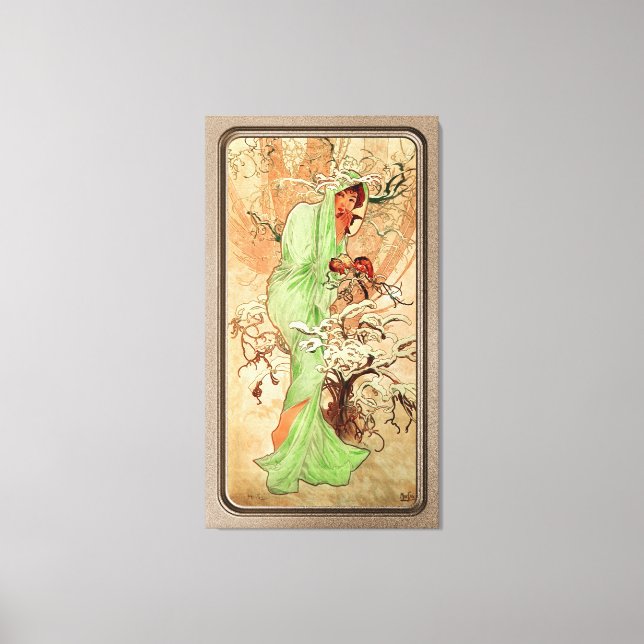 Winter in einem grünen Kap von Alphonse Mucha Leinwanddruck (Vorderseite)