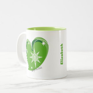 Winter in Liebe-Signature-Grün-Individueller Text Zweifarbige Tasse