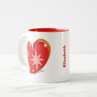 Winter in Liebe-Signature-Rot-Individualisierbarer Zweifarbige Tasse
