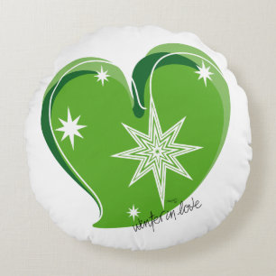 Winter in love-Signature-Grün Rundes Kissen