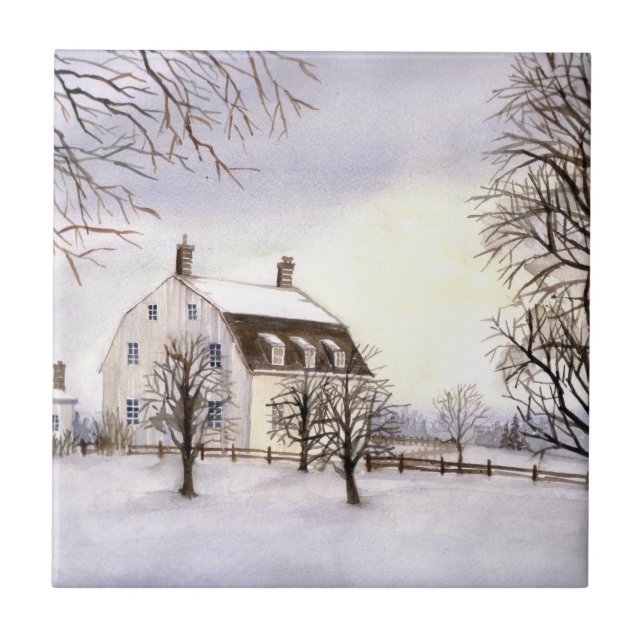 Winter in Neuengland von Farida Greenfield Fliese (Vorderseite)