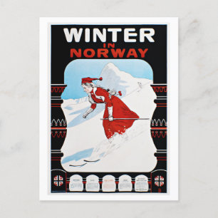Winter in Norwegen Vintage Travel Poster Postkarte