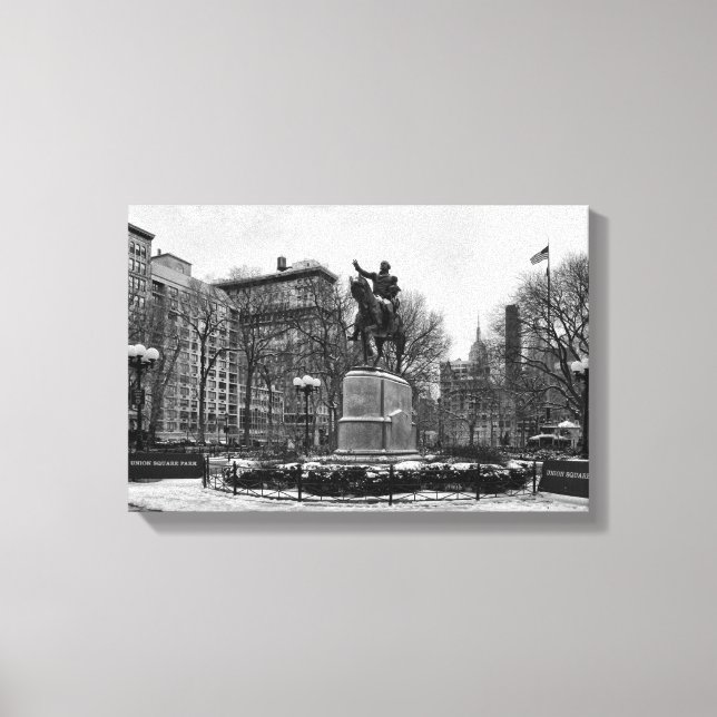 Winter in NYC’s Union Square 001 Black White Leinwanddruck (Vorderseite)