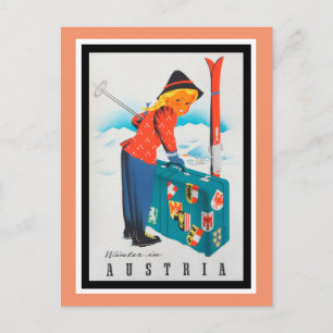 Winter in Österreich Vintage-Reiseposter Postkarte