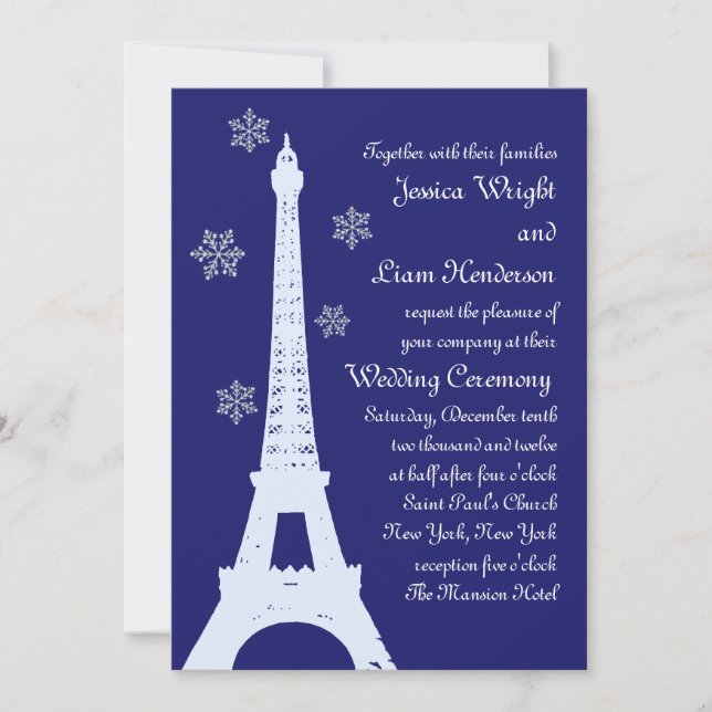Winter in Paris - Einladungs-Indigo Einladung (Vorderseite)