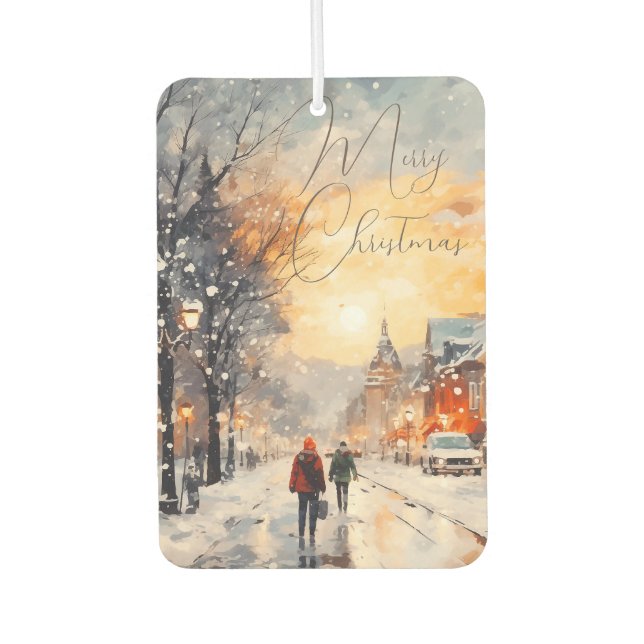 Winter in Paris Wasserfarben City Air Freshener Autolufterfrischer (Vorderseite)