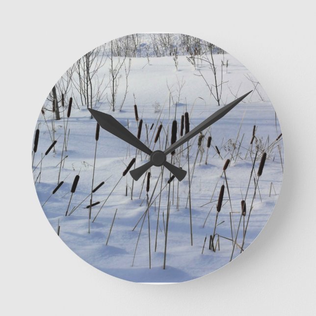 Winter in Quebec, Canada Runde Wanduhr (Vorderseite)