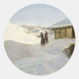 Winter in Vagsil im Telemark | Jacob Gloersen Runder Aufkleber