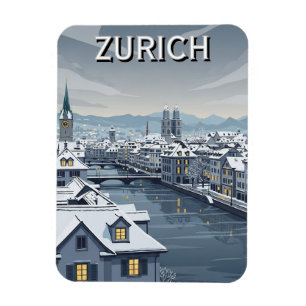 Winter in Zürich Schweiz Reise Magnet