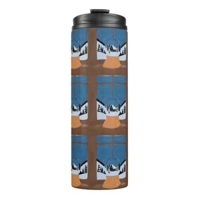 Winter Insulated Bottle - Snow Globe by the Window Thermosbecher (Vorderseite)