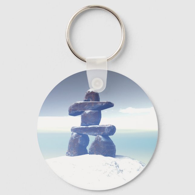 Winter inukshuk Keychain Schlüsselanhänger (Vorderseite)