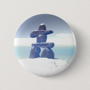 Winter inukshuk Knopf Button